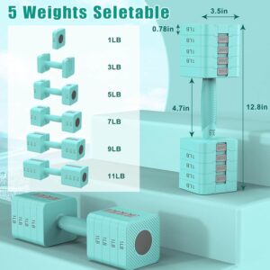 Adjustable Dumbbells Set of 2, 5-in-1 Adjustable Weight Dumbbells for Women/Men, 3lb/5lb/7lb/9lb/11lb Dumbbell Weights Set for Home Gym Workout