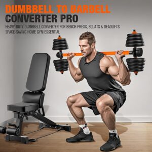 Dumbbell Converter, Convert Dumbbells to Barbell Set, Weight Bar for Bench Presses, Squats, Hip Thrust, Deadlifts, Home Weightlifting and Strength Training, Versatile Home Gym Equipment