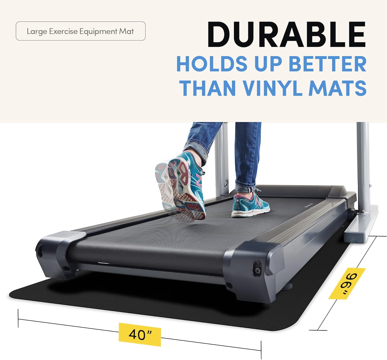 LifeSpan Fitness Exercise Large Black Equipment Mat for Under Treadmill, Rowing Machine, Elliptical, Fitness Equipment, Home Gym Floor Protection - Image 5