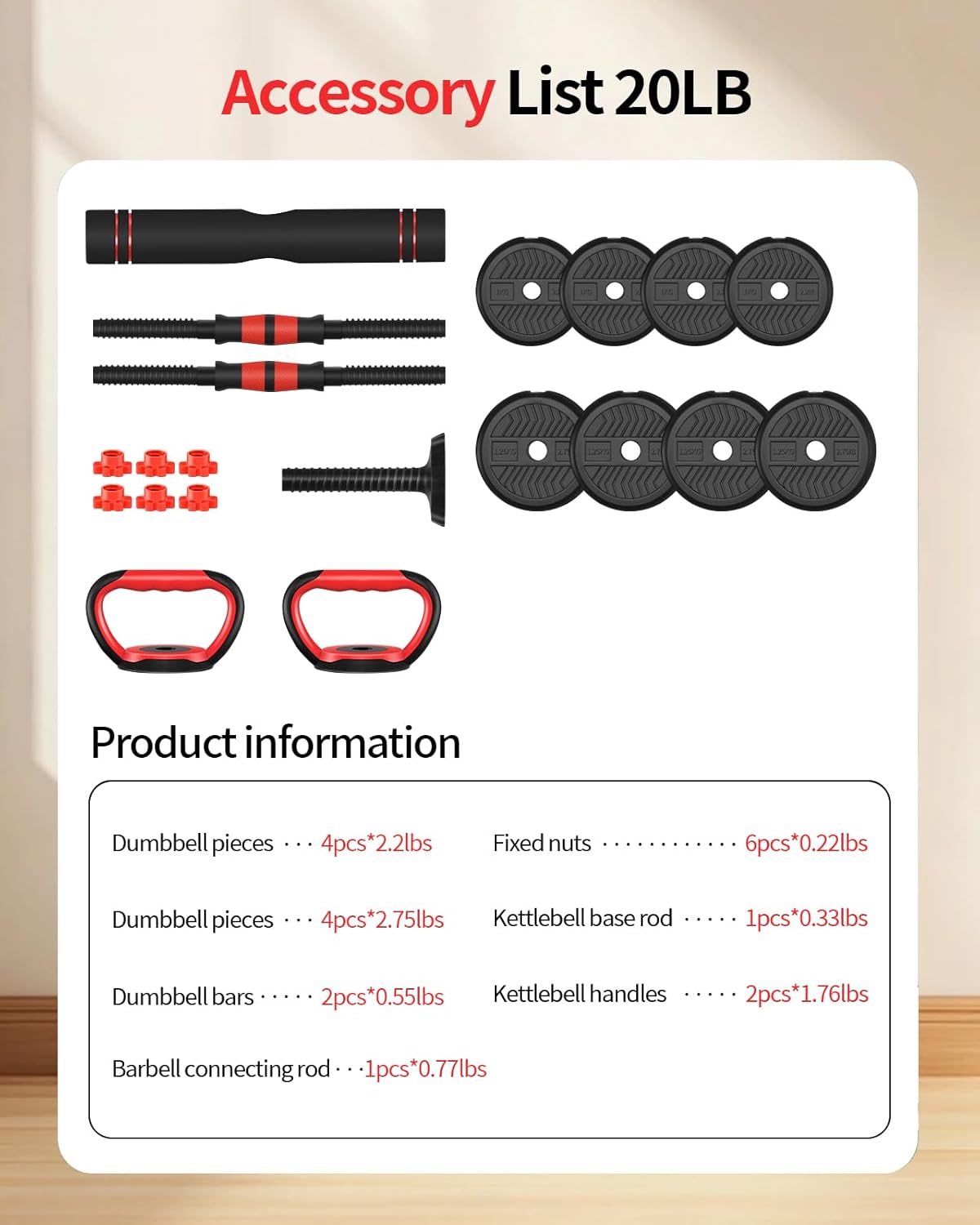 Adjustable Dumbbells,20/30/40/60/80lbs Free Weight Set with Connector, 4 in1 Dumbbells Set Used as Barbell/Kettlebells/Push up Stand, Fitness Workout Equipment for Home Gym for Youth,Women/Men - Image 2