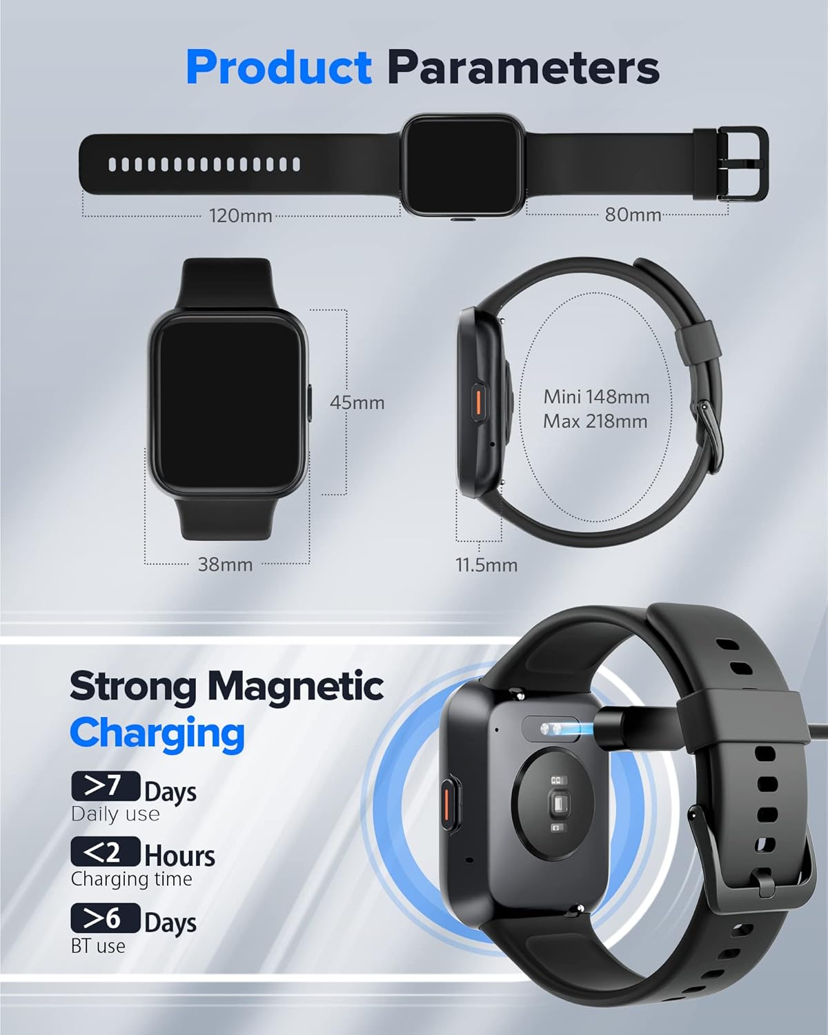 ENOMIR Smart Watch for Men Women(Answer/Make Call), Alexa Built-in,Fitness with Heart Rate SpO2 Sleep Monitor 100 Sports 5ATM Waterproof Activity Trackers and iOS&Android Phones, Black - Image 8