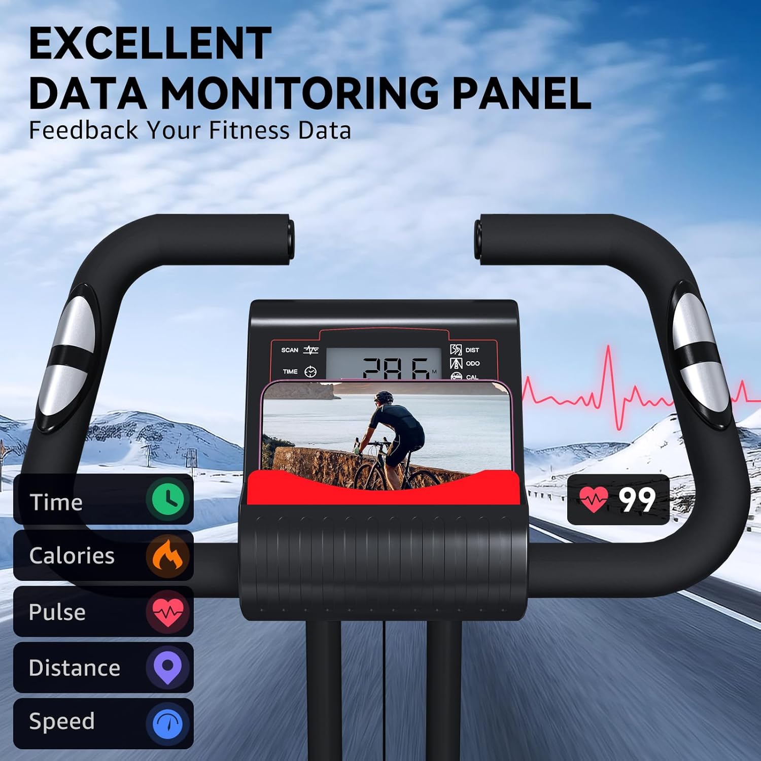 Lightweight 33LB Foldable Exercise Bike for Small Apartments, Stationary Bikes for Home Workout, Indoor Portable Cycling Bike with 16-Level Magnetic Resistance, 260LBS Capacity, 5.5 LBS Flywheel - Image 6