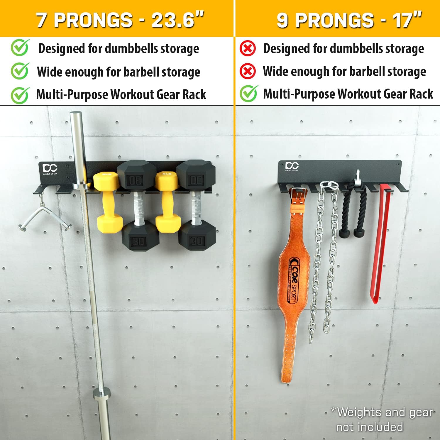 Double Circle Gym Rack Organizer, Multi-Purpose Workout Gear Wall Rack Hanger for Home and Pro Gym Storage for Exercise Bands, Jump Ropes, Chains, Lifting Belts - Image 6