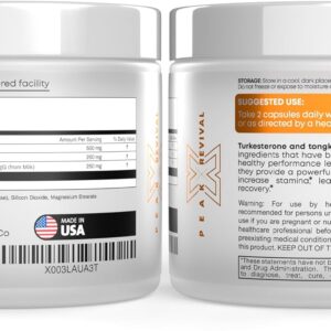 Turkesterone & Tongkat Ali 1000mg Supplement – 500mg Ajuga Turkestanica Per Serving Increase Stamina, Lean Muscle Growth & Recovery – Made in The USA (60 Capsules)