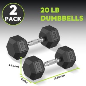 Hex Dumbbell Set 2.5-400 lb, Rubber Encased Exercise & Fitness Dumbbells, Weights Dumbbells Set of 2, Hand Weight for Strength Training