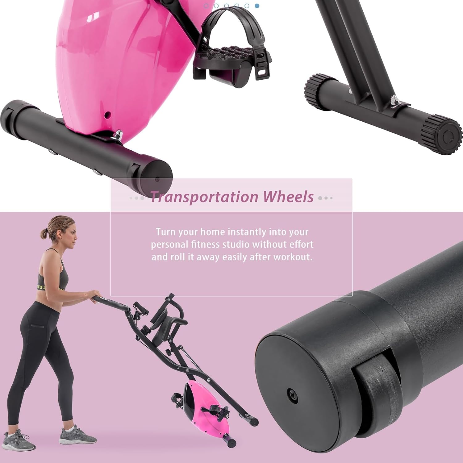 Folding Exercise Bike Foldable Fitness Stationary Bike, Upright Indoor Cycling Bike for Home Gym, 10 Level Adjustable Resistance Exercise Bike with 350lbs Capacity - Image 6