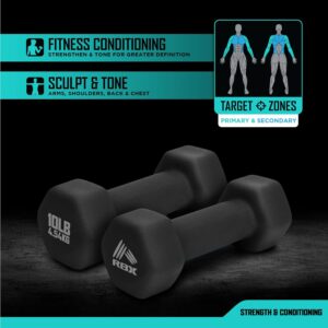 RBX Weights Dumbbells Set – Neoprene Arm Weights With Non-Slip Grip, Strength Training Equipment for Home or Gym, Anti-Roll