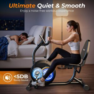 OWLSKY Recumbent Exercise Bike for Home Gym, Magnetic Stationary Bike with 16-Level Resistance, Quiet 15LBS Flywheel, 400LBS Capacity, Low-Impact Cardio & Physical Therapy