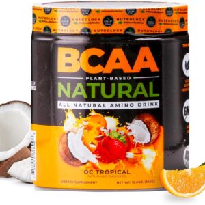 Nutrology BCAA Natural – Plant Based BCAA Powder, Orange Coconut Flavor, Optimized 2:1:1 Ratio Amino Acids Powder for Pre Workout & Post Workout Recovery, Vegan, Gluten-Free, Non-GMO, 30 Servings