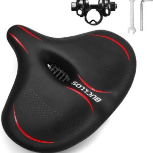 BUCKLOS Wide Bike Seat for Men Women Ebike Seats Comfort Extra Large Comfortable Bicycle Seats Saddle for Ebike/Crusier/Exercise/Peloton Bike