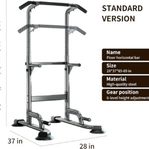 Adjustable Pull Up Bar for Home with Backrest – 6-Level Height Adjustment (69-94.5 inches) – 352lb Capacity – Carbon Steel Frame for Stability – Train Back, Abs, Chest
