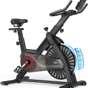 Magnetic Exercise Bike for Home, Heavy-Duty Stationary Bike with 380 lbs Weight Capacity & Extended Frame for Tall Riders up to 6’5″, Quiet Magnetic Resistance Indoor Cycling Spin Bike for Home Gym Cardio