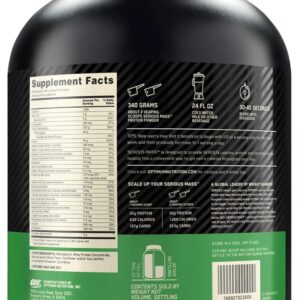 Optimum Nutrition Serious Mass, Weight Gainer Protein Powder, Mass Gainer, Vitamin C and Zinc for Immune Support, Creatine, Vanilla, 6 Pound (Packaging May Vary)