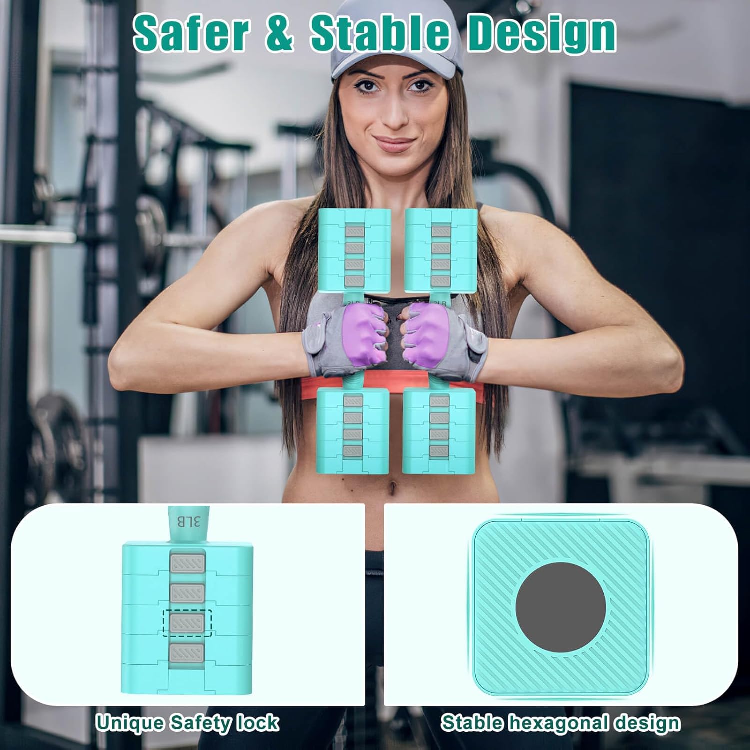 Adjustable Dumbbells Set of 2, 5-in-1 Adjustable Weight Dumbbells for Women/Men, 3lb/5lb/7lb/9lb/11lb Dumbbell Weights Set for Home Gym Workout - Image 4