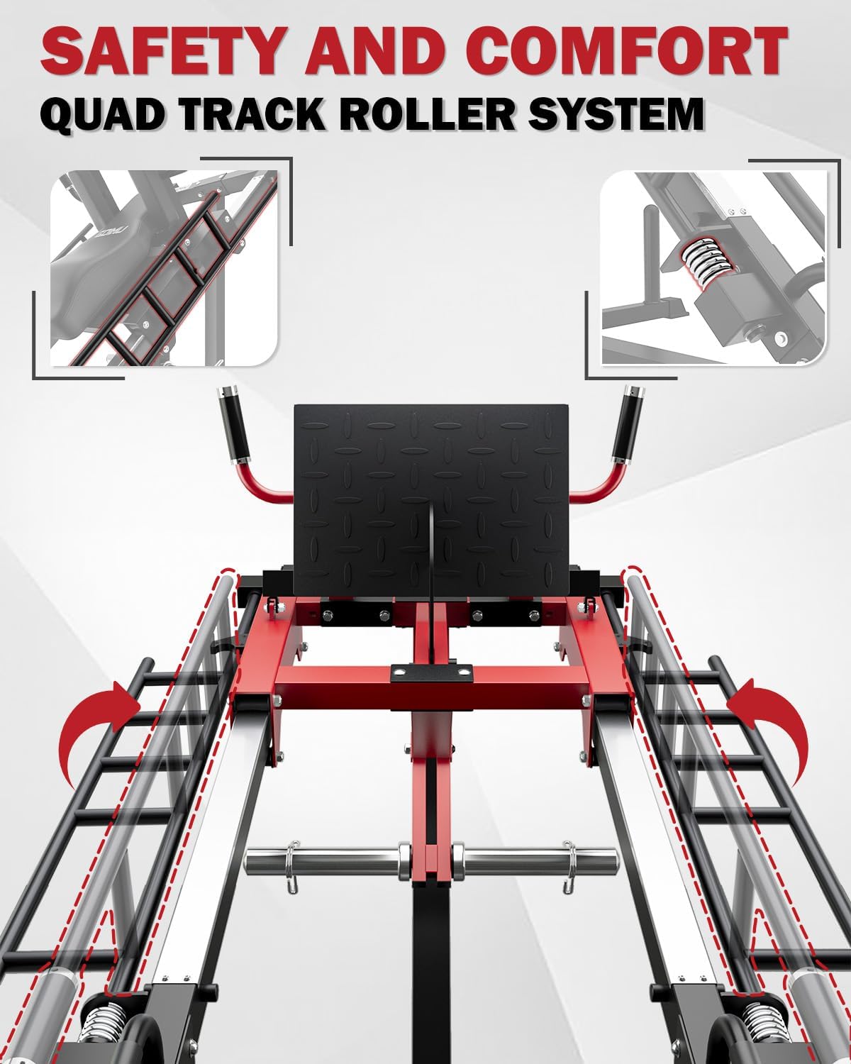 Leg Press Hack Squat Machine with Back Support Cushion, 3 in 1 Adjustable Leg Press Machine with Quad Track Roller System, Hack Squat Machine - Image 7
