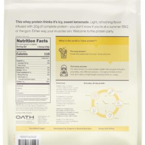 Oath Nutrition Clear Whey Isolate Protein Powder, Frosty Lemonade, 20g Complete Protein per Serving, No Added Sugar, Grass-Fed, 21 Servings