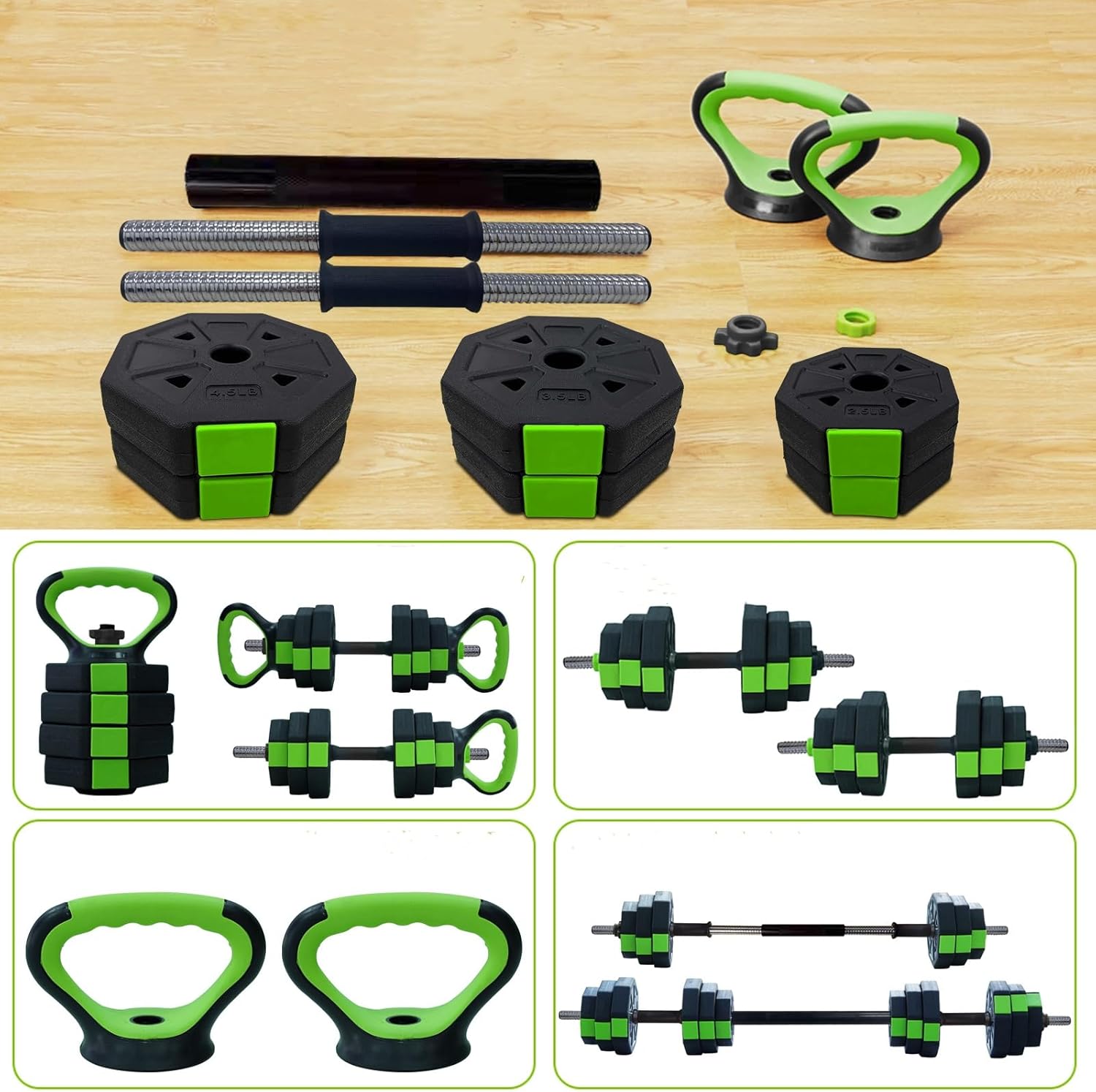 Adjustable Dumbbell Set, Exercise & Fitness Dumbbells, Adjustable Dumbbell Weights, Barbell Weight Set for Home Gym Exercise Used As Dumbbells, Barbell or Kettlebells, Multiple Options - Image 8