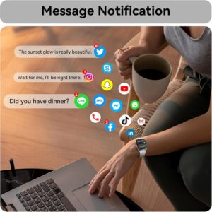 Tensky Smart Watch for Women Android & iPhone, 1.85″ Touch Screen Fitness Tracker with Answer/Make Call, IP68 Waterproof 24/7 Health/Sleep Monitor, Pedometer, 100+ Sport Modes (2 Bands)