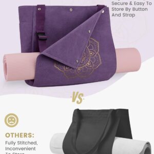 Gonex Yoga Mat Bag, Yoga Gym Bag Tote Bag with Multi Pockets For Women Men, Canvas Yoga Mat Carrier Take in Out Mat Easily For Pilates Travel Workout Office