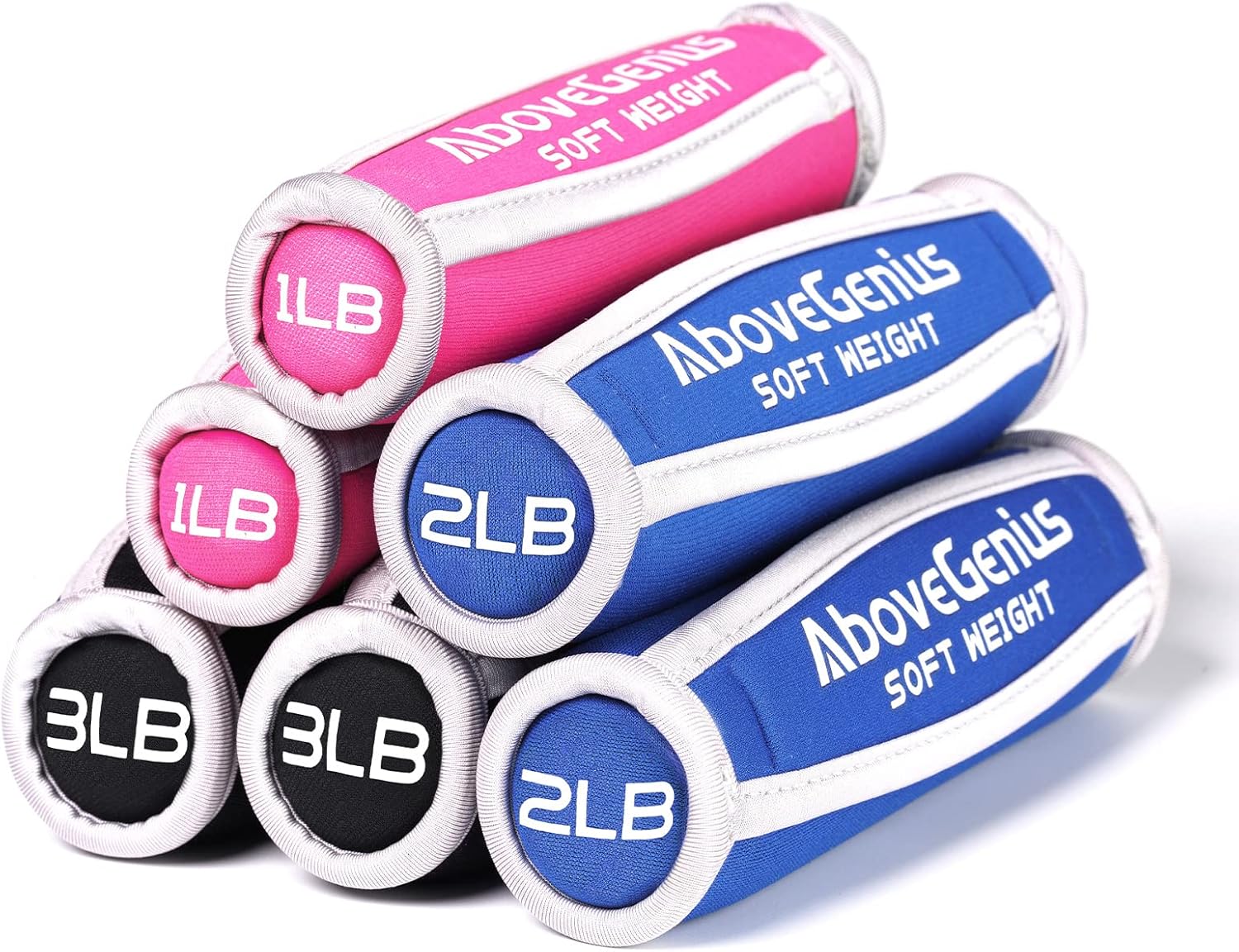 Hand Weights for Women Men, Soft Dumbbells Set of 6(1lb 2lb 3lb Each Pack) for Dumbbell Walking Weight Sets with Hand Strap, Pink Weights for Workout Running, Pilates, Yoga, Jogging and Physical Therapy, Gifts for Women