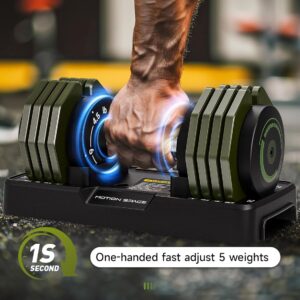 Adjustable Dumbbells Set 22.5LB Pair, 1-Sec Fast Adjustable 5 Free Weights, Premium Comfort Non-slip Metal Handle, Compact Size for Full Body Home Workout