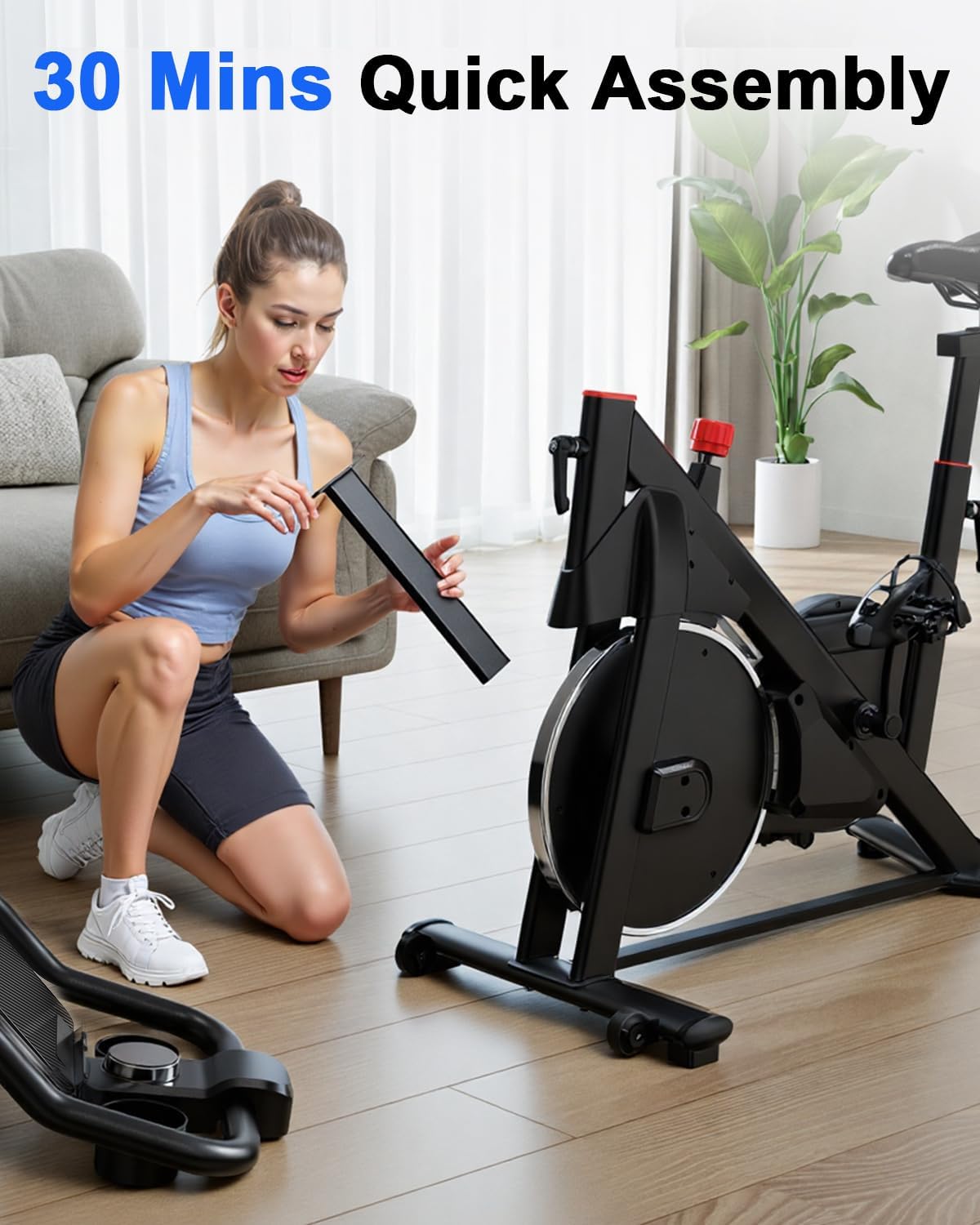 Superun Exercise Bike, Stationary Bikes for Home Gym with 32-Level Magnetic Resistance, 300LBS Capacity Indoor Cycling Bike with Comfortable Seat, LED Display - Image 6