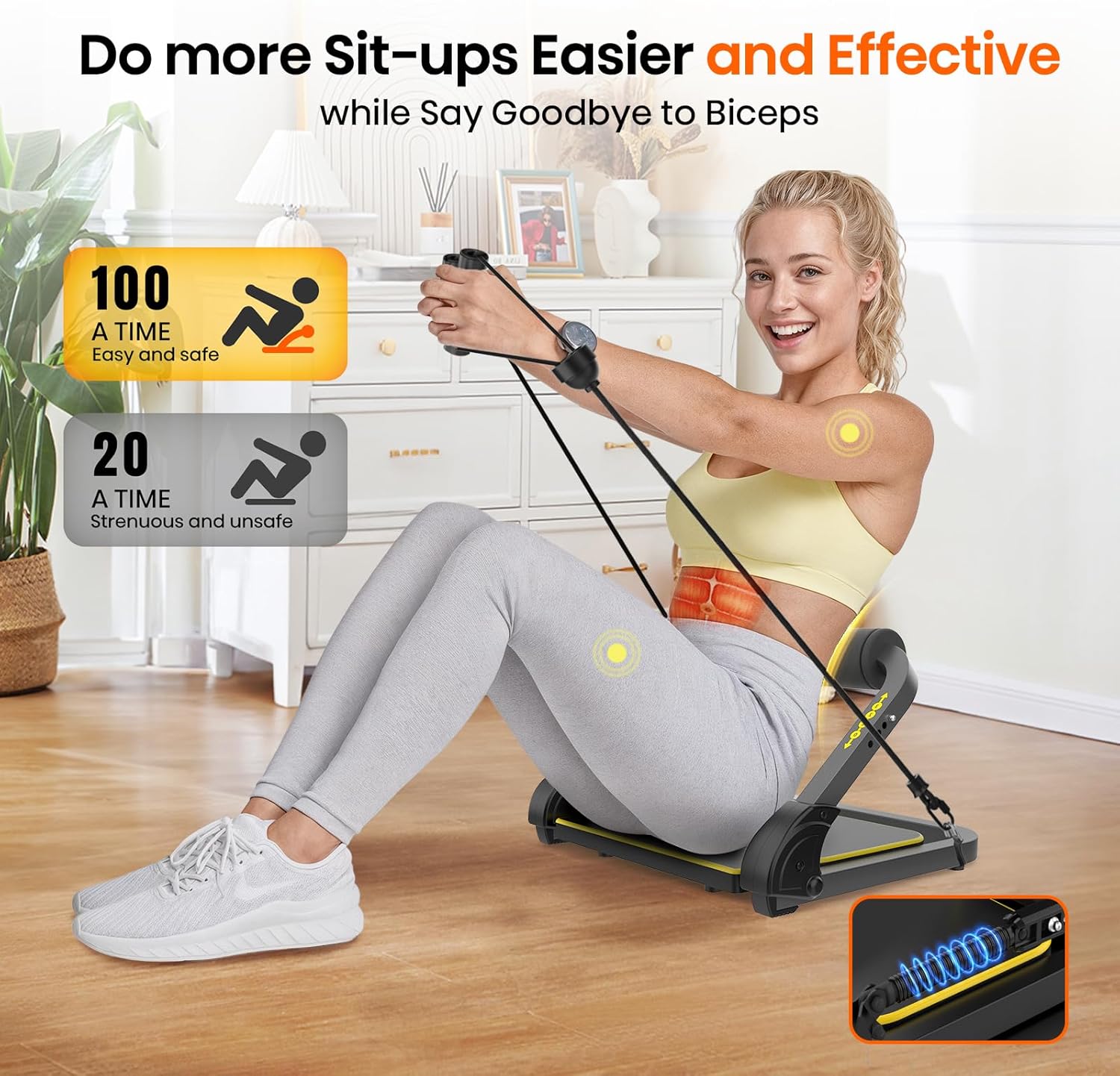 Ab Workout Equipment, Ab Machine for Stomach Workout, Ab Trainer Machine for Home, Sit Up Machine with Resistance Bands and 330 LBS Weight Capacity, Ab Crunch Machine for Home Exercise - Image 3
