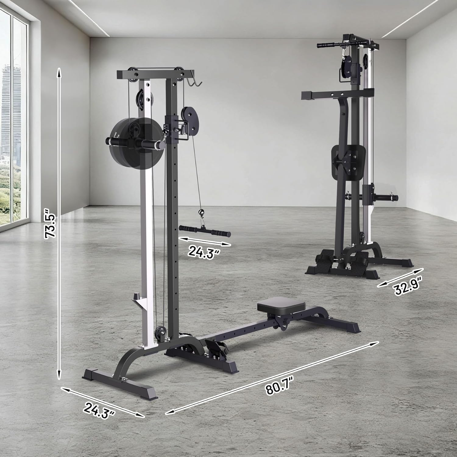 2 in 1 Rowing & Cable Machine Adjustable LAT Pull Down and Low Row Cable Machine with High and Low Pulley Stations, Multi-Function Compact Rowing Machine for Home Gym - Image 2