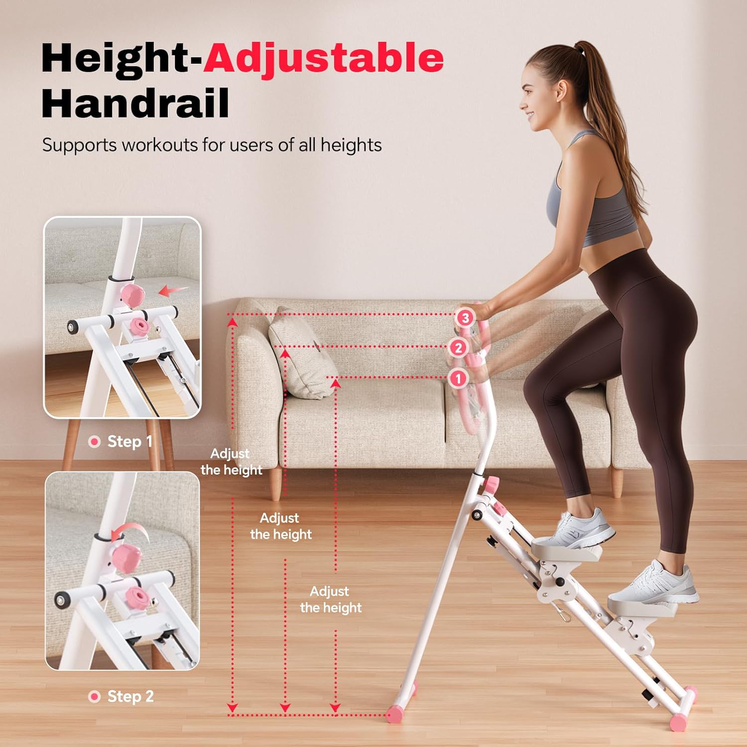 Home Vertical Climber, Full-Body Cardio Machine with Adjustable Handles, Steel Frame & Digital Monitor - Image 4