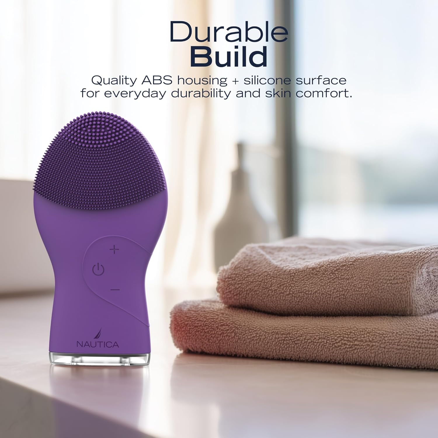 Nautica PC120 Facial Cleansing Brush Made with Ultra-Hygienic Soft Silicone, Waterproof, Rechargeable Vibrating Face Exfoliator Scrub Brush with Sonic Technology for Men & Women - Hy Purple - Image 7