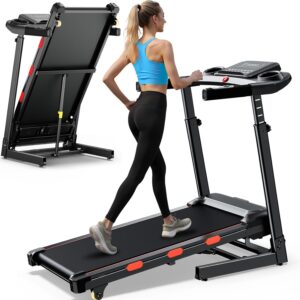 Walking Pad Treadmill with15% Auto Incline, Folding Treadmills for Home, 350LBS Capacity, Portable Treadmill with Multi-Function Console, Heart-Rate and Speaker