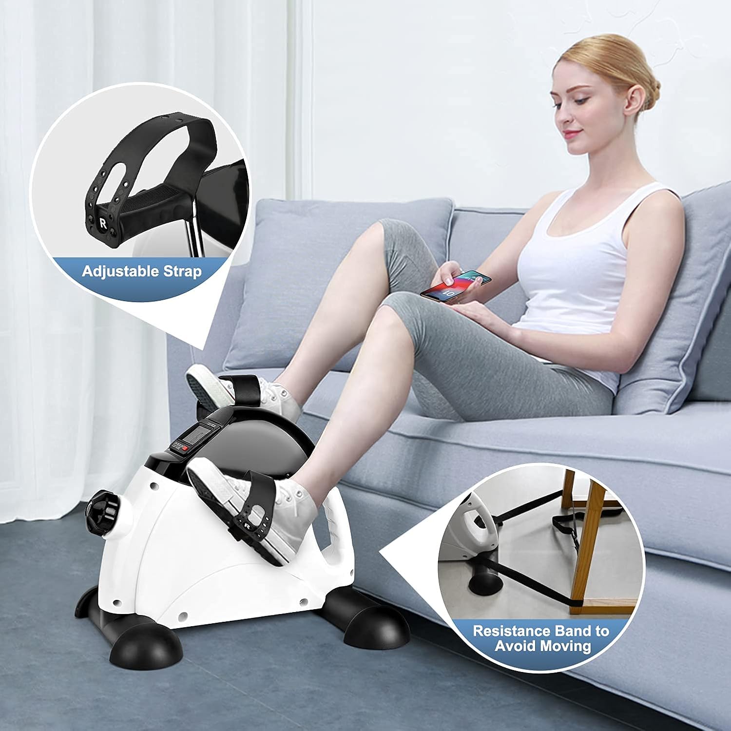 Under Desk Bike Pedal Exerciser Portable Home Exercise Bike Pedal Exerciser Foot Peddler Portable Therapy Bicycle Leg Peddler Portable Mini Cycle Bike for Hands Arm Trainer - Image 7