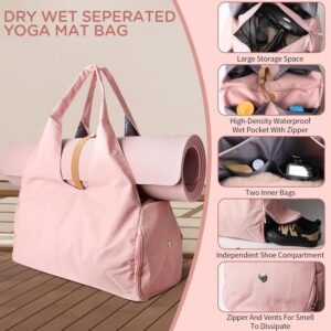Yoga Mat Bag, Heavy Oxford Cloth Sport yoga Gym Bag, Travel Yoga Gym Bag with Yoga Strap, with Shoes Compartment and Wet Dry Storage Pockets, Fits Gym, Beach Park, Travel for Women & Men