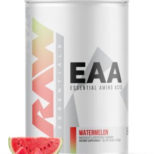 RAW EAA Amino Acids Powder, Watermelon (25 Servings) – Pre Workout Amino Energy Powder for Strength, Endurance, Recovery & Lean Muscle Growth – BCAA Amino Acids Supplement for Men & Women