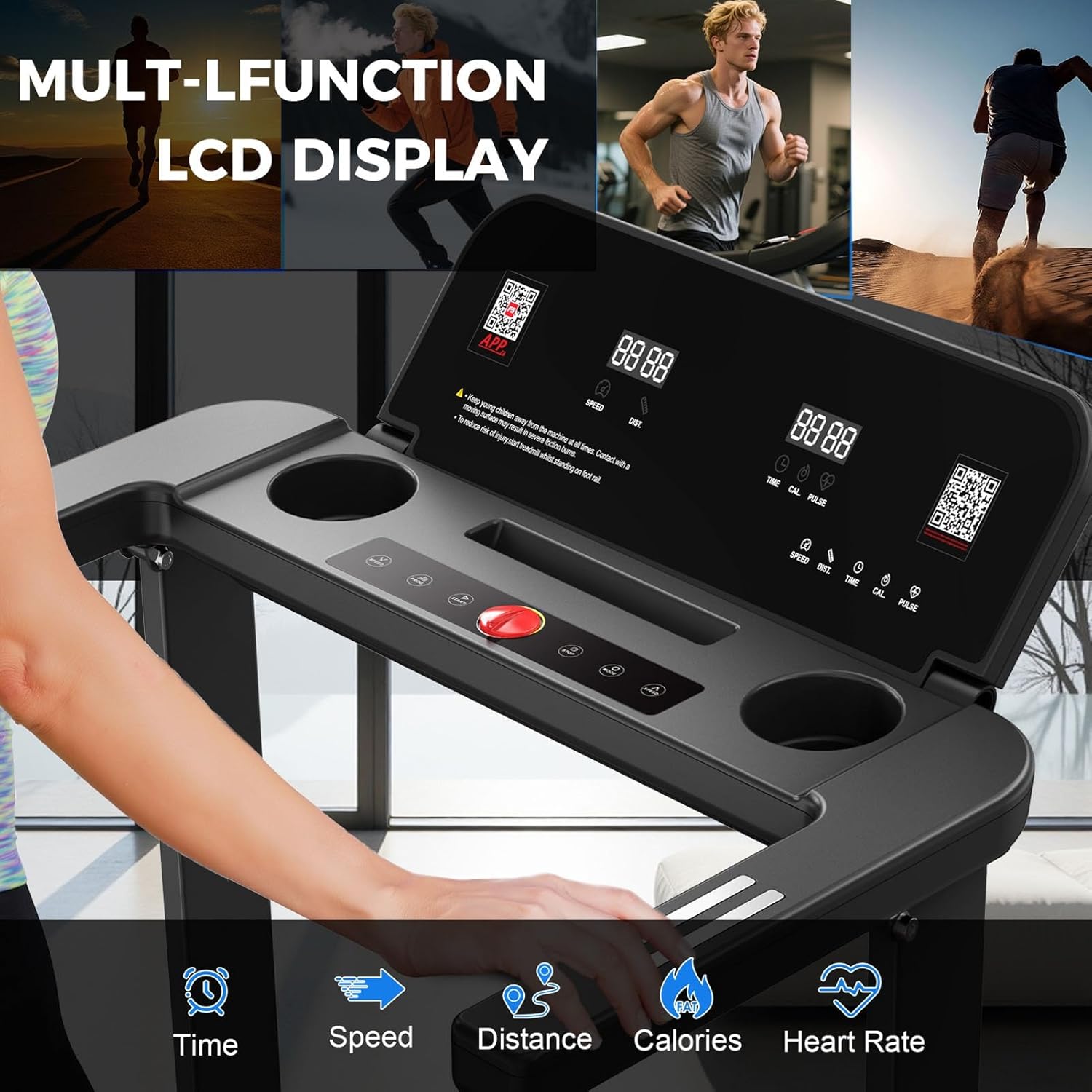2.5 HP Quiet Walking Pad Treadmill with Handle Bar, Foldable Treadmills for Home Small, 6 MPH, 300 lbs Capacity, Portable Compact Running Machine with LCD Display Screen & APP - Image 3