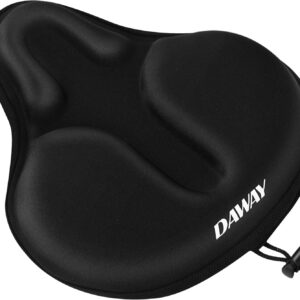 DAWAY Comfortable Bike Seat Cover – Silicone Gel & Memory Foam Padded Bike Seat Cushion for Men Women – Soft Bicycle Saddle Cover for Peloton, Stationary Exercise, Mountain Road Bikes – XL/Large/Small