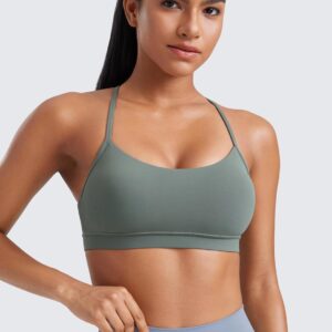 CRZ YOGA Butterluxe Y Back Sports Bras for Women – Padded Racerback Low Impact Spaghetti Thin Strap Workout Yoga Top