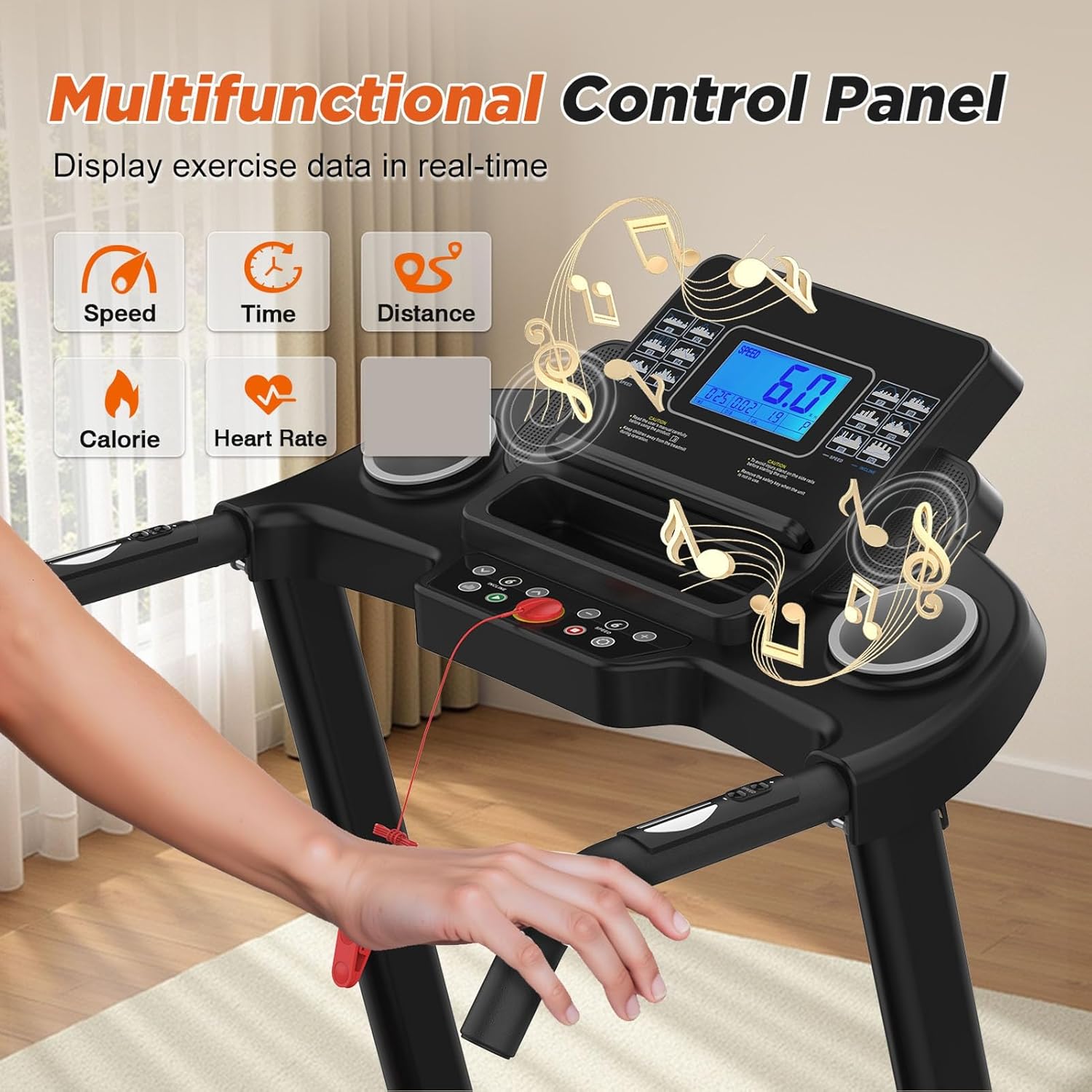 8.5 MPH Treadmills with 15% Auto Incline, 3.25 HP Walking Pad Treadmill with Handle Bar, 400 lbs Capacity, Folding Running Machine for Home with Digital LED Display & App - Image 3