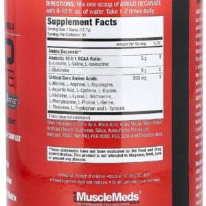 MuscleMeds Amino DECANATE, Intra, Post Workout Drink, Full Spectrum Amino Acid Complex, Leucine, Muscle Recovery, Fruit Punch, 30 Servings