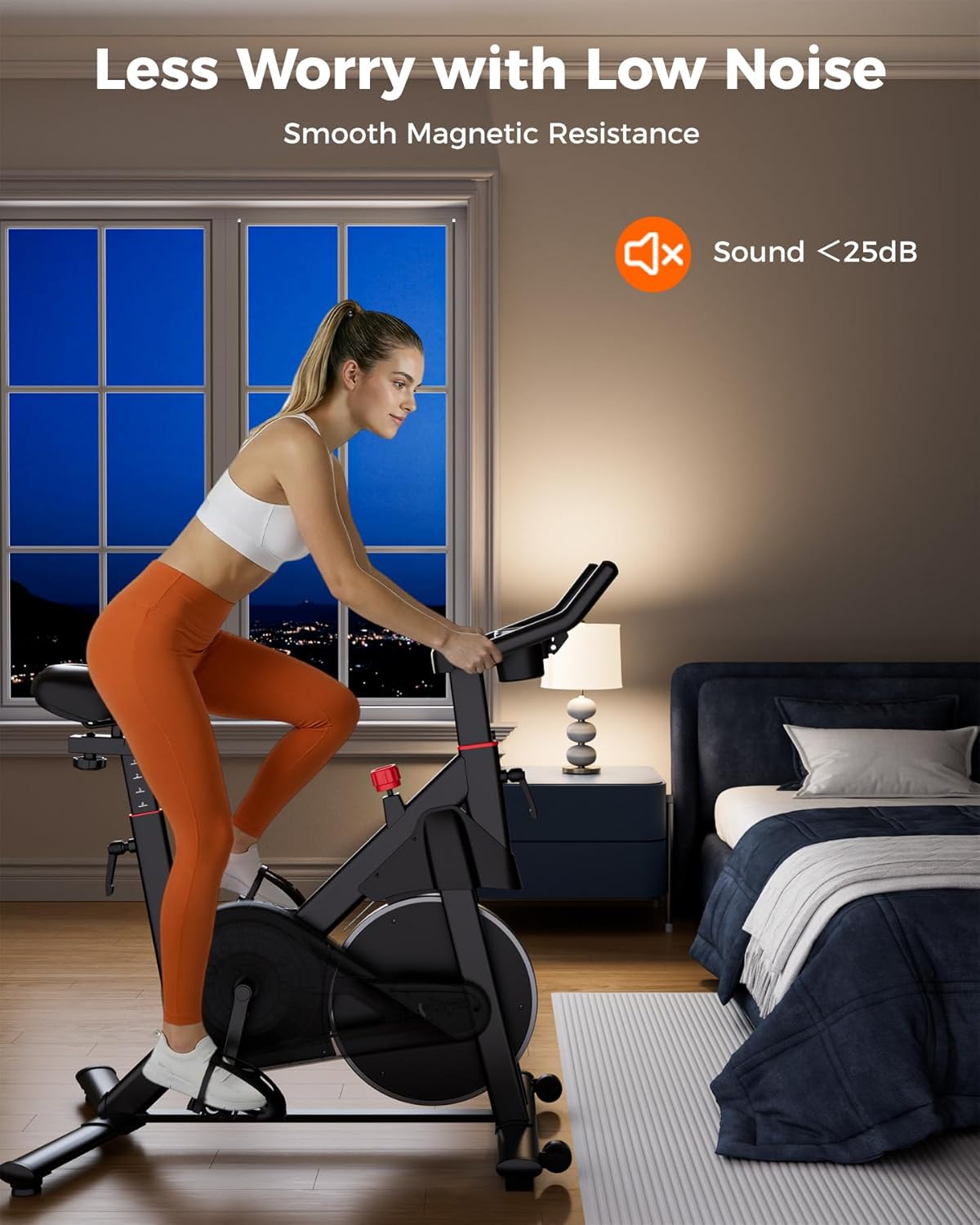 Superun Exercise Bike, Stationary Bikes for Home with 300LBS Weight Capacity, Low Noise Spin Bike Indoor Cycling for Home Gym, LCD Display and Cup Holder - Image 3