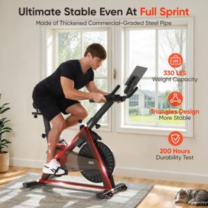 Magnetic Exercise Bike for Home, Heavy-Duty Stationary Bike with 380 lbs Weight Capacity & Extended Frame for Tall Riders up to 6’5″, Quiet Magnetic Resistance Indoor Cycling Spin Bike for Home Gym Cardio
