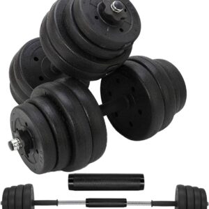 Updated Adjustable 66LB Dumbbells Weights Set with Metal Rod for Barbell,Dumbbells Barbell set for Lifting,Bodybuilding Training & workout, Solid Dumbbells Barbell Free Weights With Non-Slip Handles