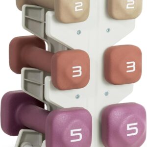 Tone Fitness Neoprene Dumbbell Set with Storage Rack – Non-Slip, Anti-Roll Hand Weights for Home Gym Workouts | 20 lb, 32 lb, 50 lb, 60 lb & 100 lb Options