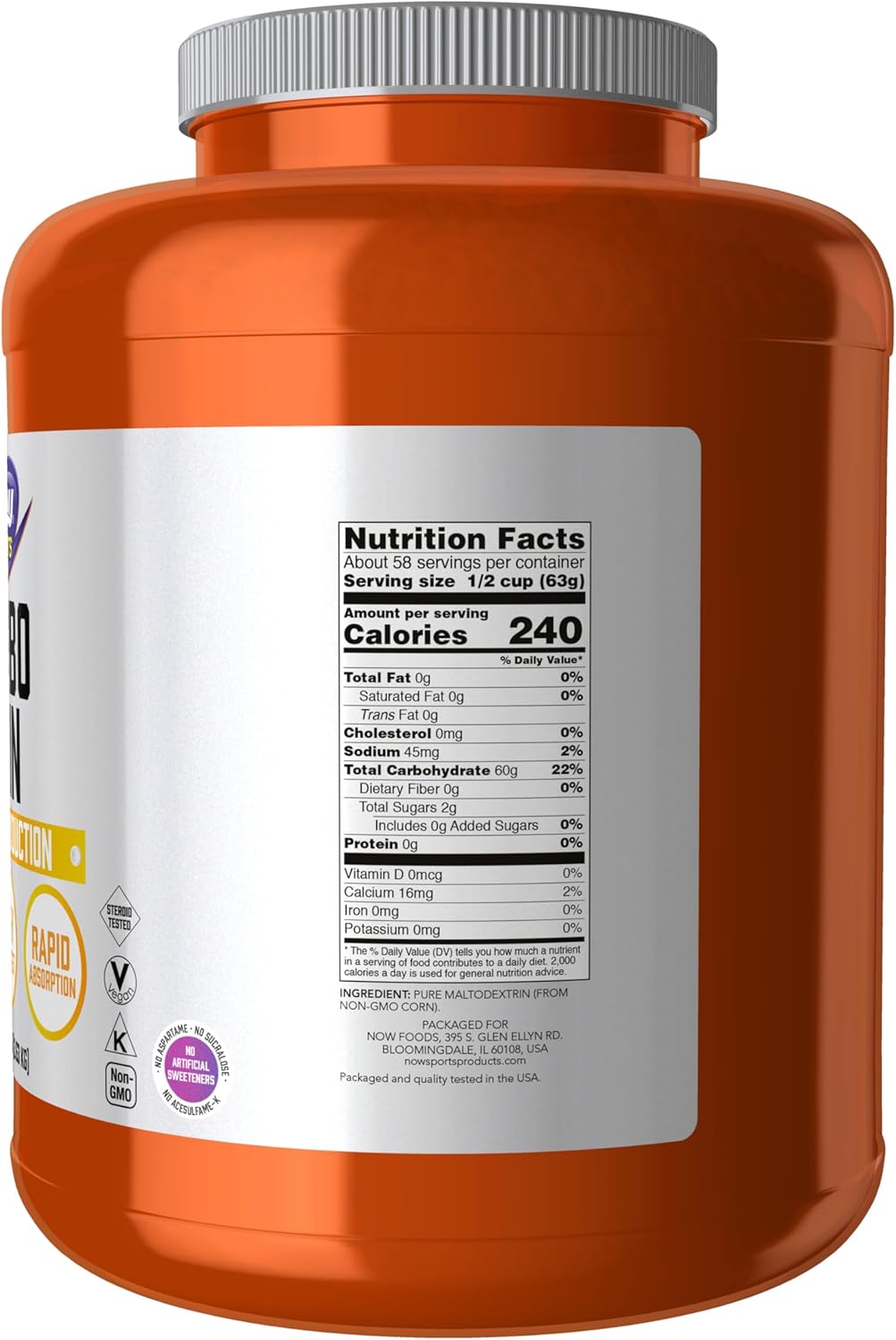 NOW Foods Sports Nutrition, Carbo Gain Powder (Maltodextrin), Rapid Absorption, Energy Production, 8-Pound - Image 2