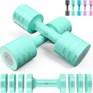 Sportneer Adjustable Dumbbells Hand Weights Set: 5 lb Dumbbell Set of 2 Each 2lb 3lb 4lb 5lb Free Weights Fast Adjust Weight 4 In 1 Weights Dumbbells Set for Women Men Home Gym Exercise Training