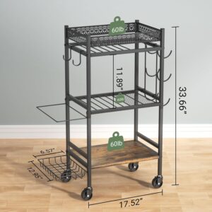 Dumbbell Rack Stand Only, Home Weight Rack for Dumbbells Kettlebells Yoga Mat, Home Gym Storage Rack with Wheels and Hooks, Space Saving Workout Equipment Organizer. ﻿