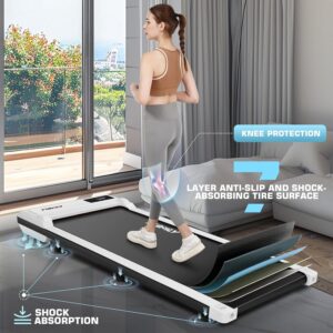 Under Desk Walking Pad for Home Office – 2.5 HP Portable Treadmill With 300 lb Capacity, Compact Jogging Running Machine, Remote Control and LED Display