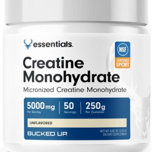 Bucked Up Pure Micronized Creatine Monohydrate for Women and Men – Easy to Mix and Unflavored – 5G Per Serving – 50 Servings – 250 Grams Per Container