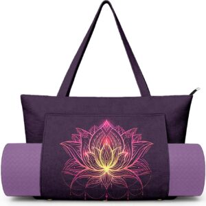 Women’s Yoga Bag with Yoga Mat Carrier – Large Mat Pocket Fitness Tote for Pilates, Gym, Travel, Office & Beach