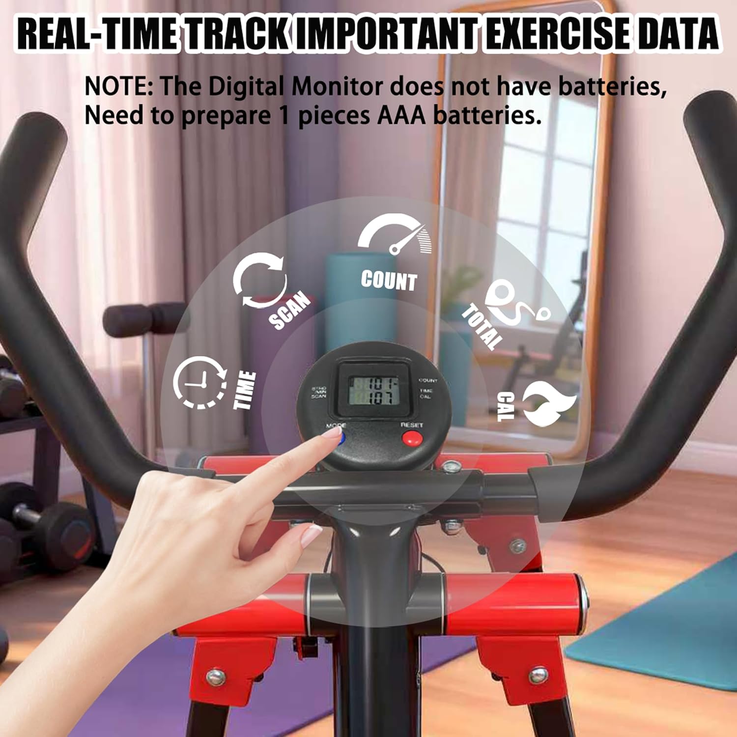 KINMAC Air Walking Elliptical Exercise Machine - Foldable Low-Impact Cardio Trainer with LCD Monitor, Extended Stride & Non-Slip Pedals for Home Gym - Image 4